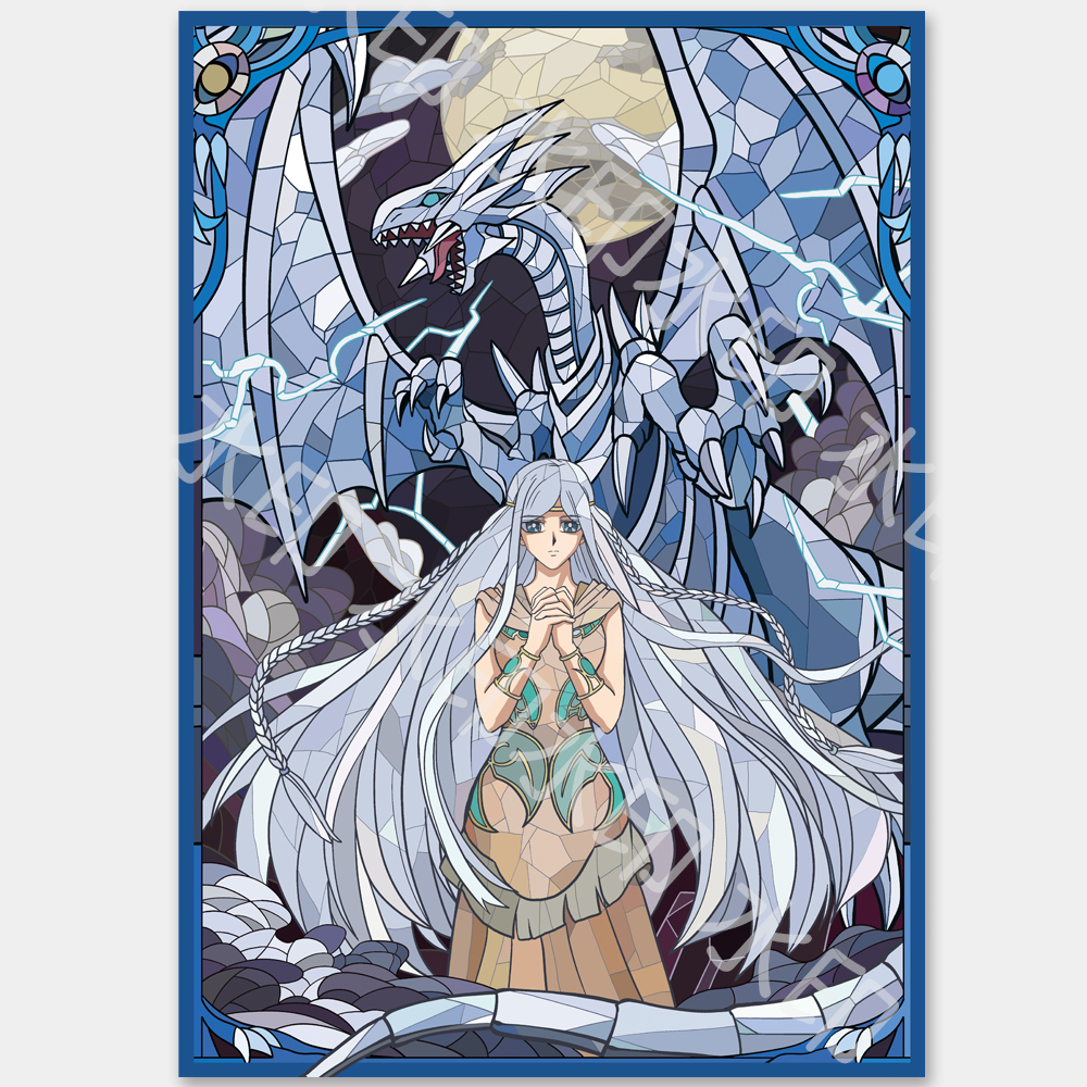 YGO游戏王卡套 青眼白龙少女琪莎拉 卡牌保护套镭射妹套63x90