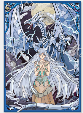YGO游戏王卡套 青眼白龙少女琪莎拉 卡牌保护套镭射妹套63x90