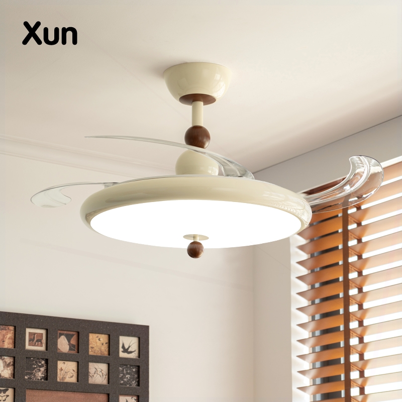 奶油风风扇灯餐厅吊灯法式中古电