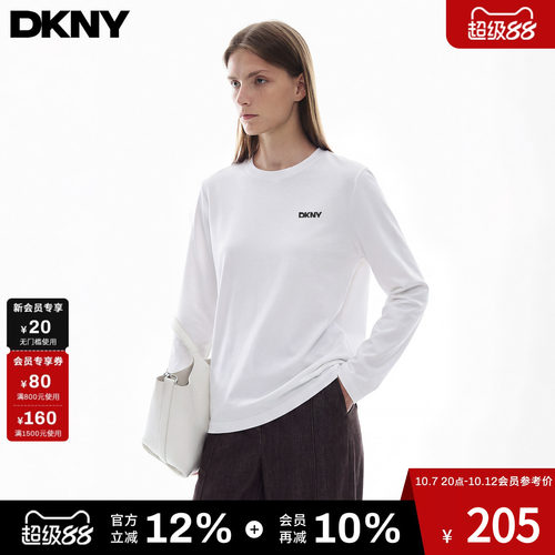 DKNY唐可娜儿230g纯棉长袖t恤女