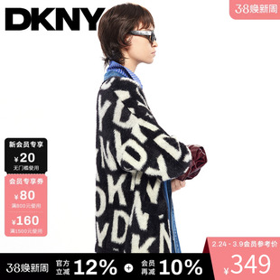 DKNY唐可娜儿秋季女装针织开衫毛衣外套羽毛纱休闲毛衫针织衫外套