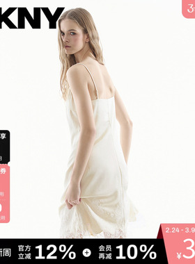 DKNY唐可娜儿26春夏新款吊带连衣裙女蕾丝时尚简约纯色内搭裙子潮