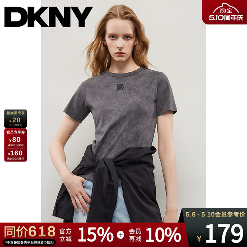 T恤短袖女炒灰色复古圆领纯棉