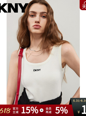 DKNY唐可娜儿26夏季新款无袖背心女士内搭打底吊带上衣白色简约潮