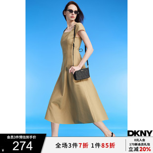 DKNY唐可娜儿夏季 简约方领A字下摆女士连衣裙 新款 都市摩登时尚