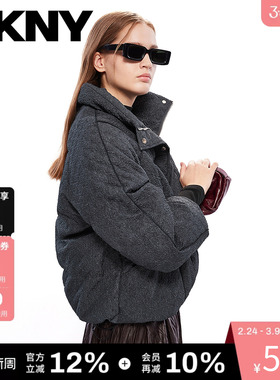 【90白鸭绒】DKNY唐可娜儿冬季短款羽绒服女立领面包服保暖外套