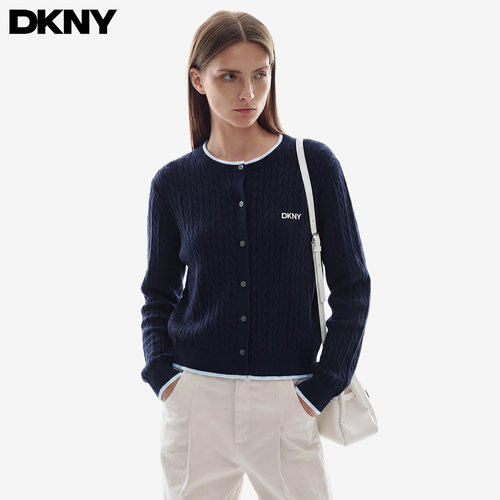 DKNY唐可娜儿假两件针织开衫女秋