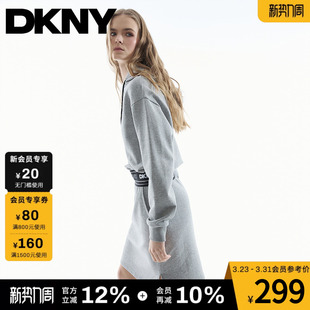 100%棉 连帽卫衣女印花设计短款 DKNY 新款 上衣 SPORT26春季