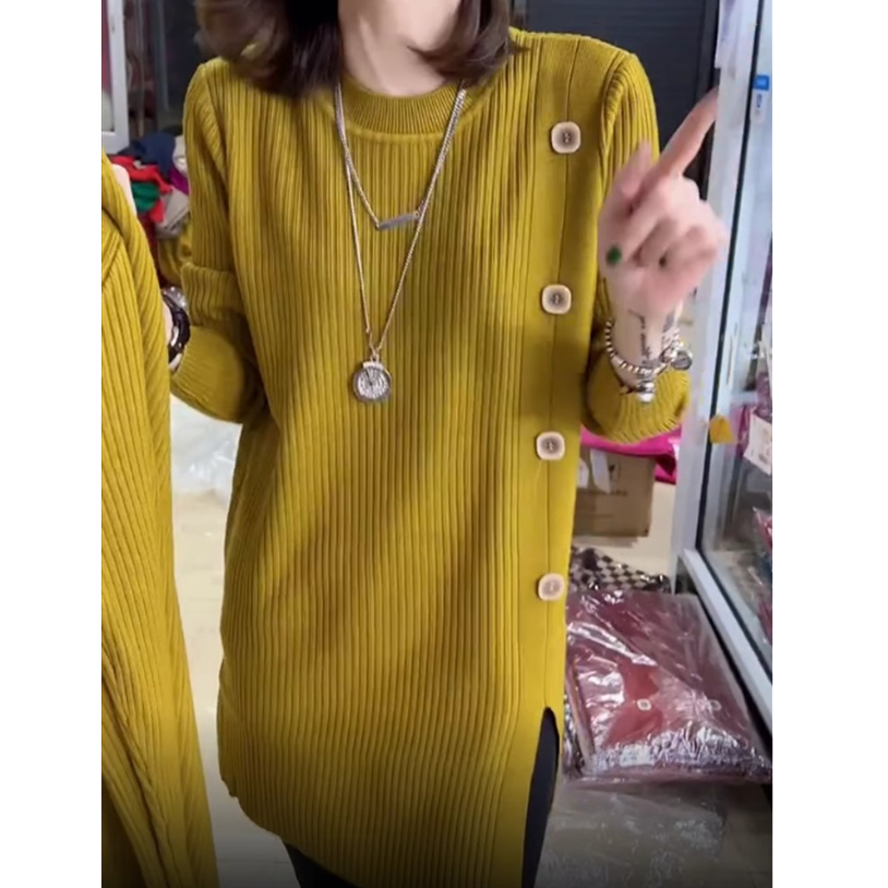 针织衫打底中长款毛衣女秋冬