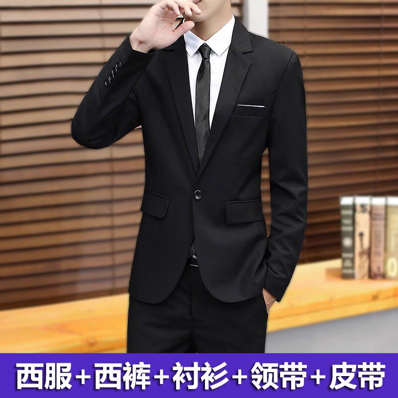 西服套装男士韩版修身上衣外套伴郎新郎结婚商务职业正装小西装男
