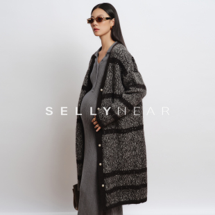 外套2025新款 针织开衫 秋冬装 宽松小香风长款 时尚 SELLYNEAR孕妇装