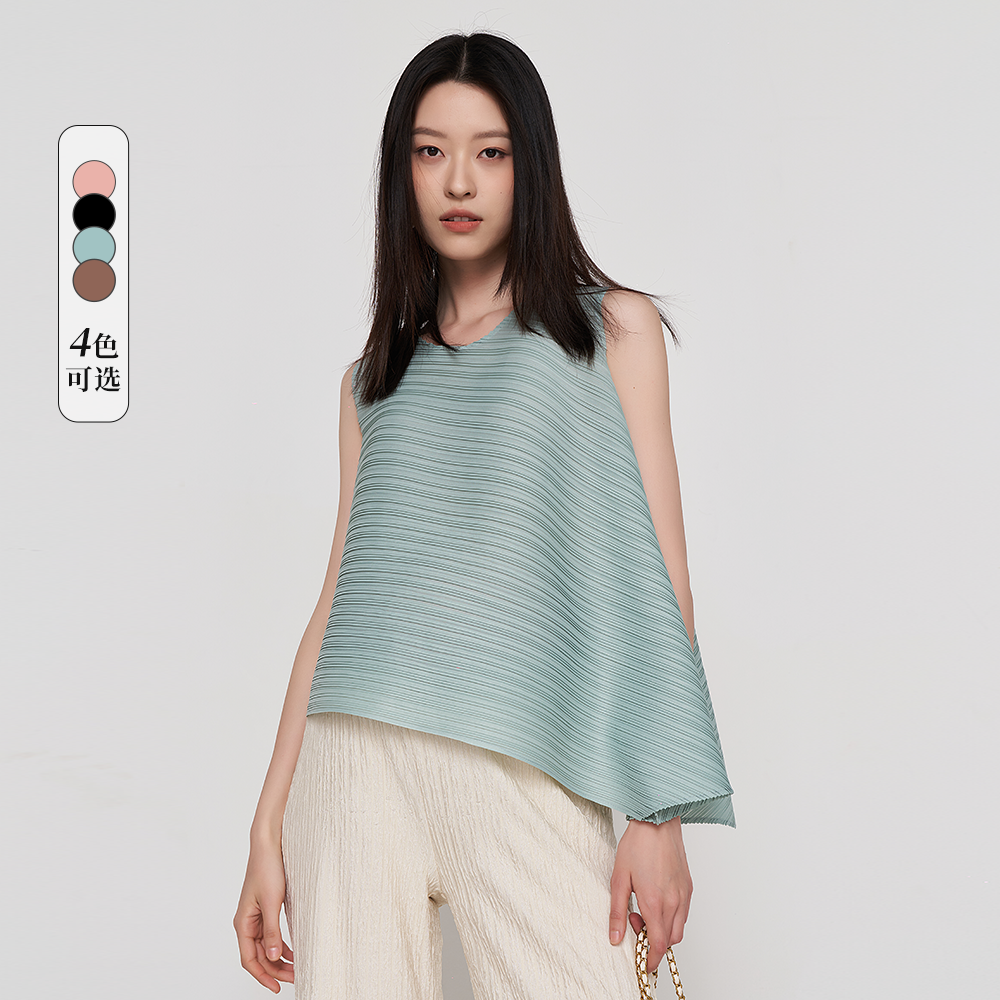 SELLYNEAR孕妇T恤夏季新款时尚宽松无袖不规则褶皱孕妇通勤装上衣