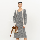 优雅小香夹花灰开衫 法式 背心裙两件套 新款 SELLYNEAR孕妇秋冬套装