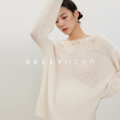 SELLYNEAR孕妇上衣秋冬新款 时尚 宽松简约H廓形手工钉珠花朵毛织