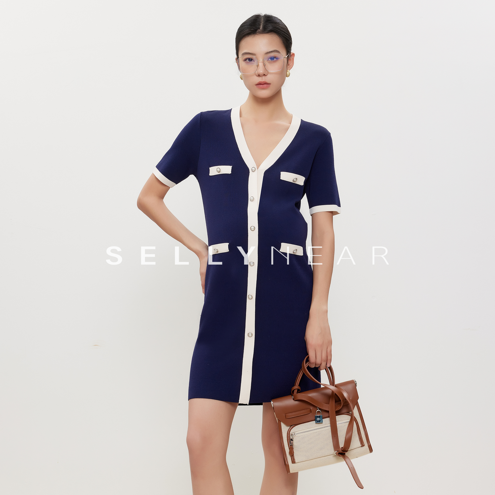 SELLYNEAR孕妇装连衣裙2025新款春夏季时尚气质孕期针织哺乳裙子