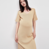 宽松V领休闲针织裙 高级感时尚 SELLYNEAR孕妇连衣裙春夏装 新款