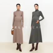 针织打底长裙 显瘦高领长袖 SELLYNEAR孕妇针织连衣裙秋冬新款 时尚