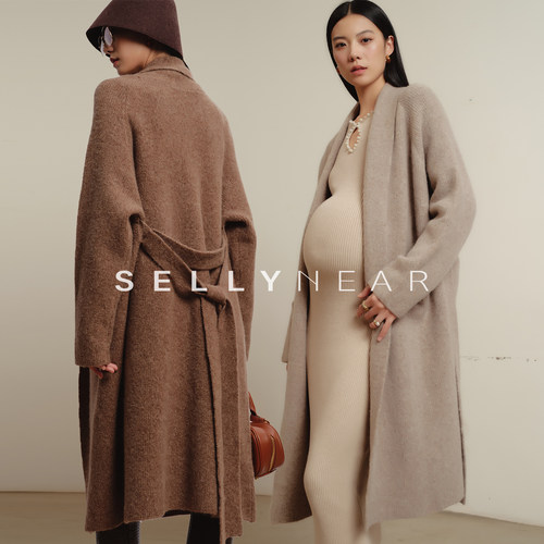 SELLYNEAR孕妇针织开衫冬外穿长款加厚时尚孕妇遮肚子不显怀外套
