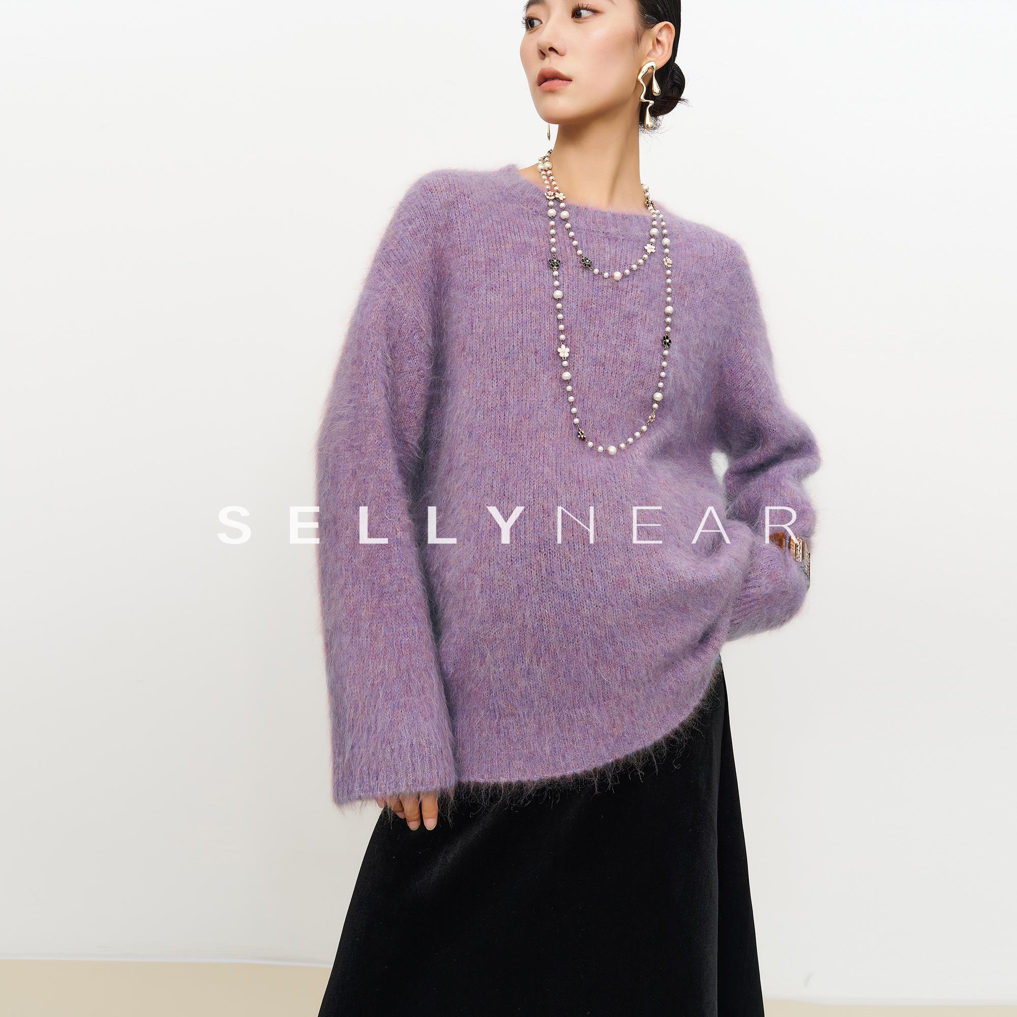 SELLYNEAR孕妇毛衣秋冬外穿新款时尚宽松慵懒上衣孕期套头毛衣