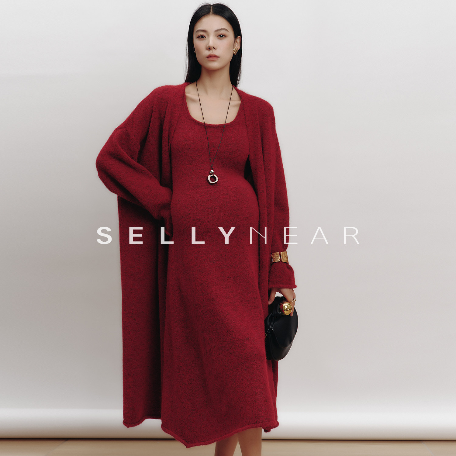 SELLYNEAR孕妇套装冬时尚宽松高级慵懒红色针织背心两件套新年装,孕妇装/孕产妇用品/营养,套装,淘宝优惠券,粉丝福利购,淘宝优惠卷