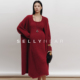 宽松高级慵懒红色针织背心两件套新年装 SELLYNEAR孕妇套装 冬时尚
