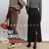 时尚 SELLYNEAR孕妇半身裙冬季 新款 系带全孕期直筒高腰无托腹半裙