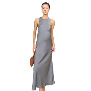 SELLYNEAR孕妇连衣裙春新款时尚流光缎面优雅王妃裙高个子背心裙