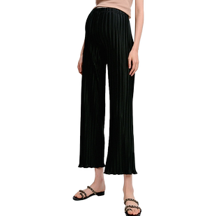 SELLYNEAR孕妇裤子夏季外穿时尚宽松压褶小个子无托腹九分直筒裤