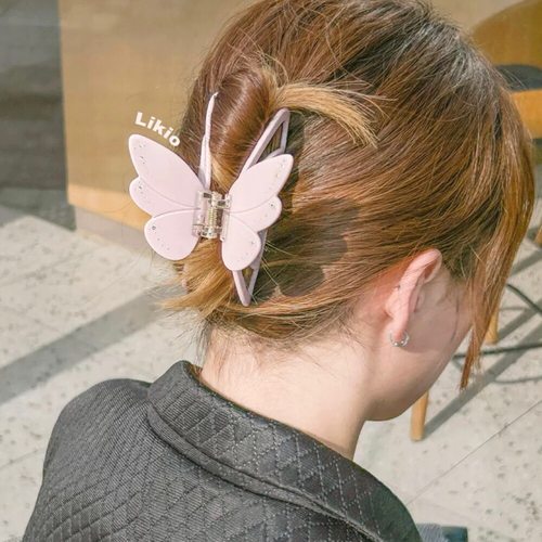 Likio同款爱心蝴蝶发夹醋酸花瓣撞色发抓夹子甜美发饰顶夹鲨鱼夹