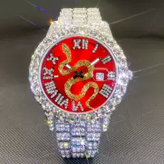 European and American Fashion Diamond Watch Men's Watch Luminous Pointer Snake Rhinestone Hip-Hop Quartz Watch