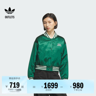 双面穿复古印花飞行员运动保暖棉服女装秋冬adidas阿迪达斯三叶草
