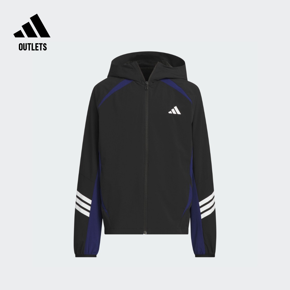 男大童防晒UPF50+简约三条纹连帽防晒衣adidas阿迪达斯轻运动