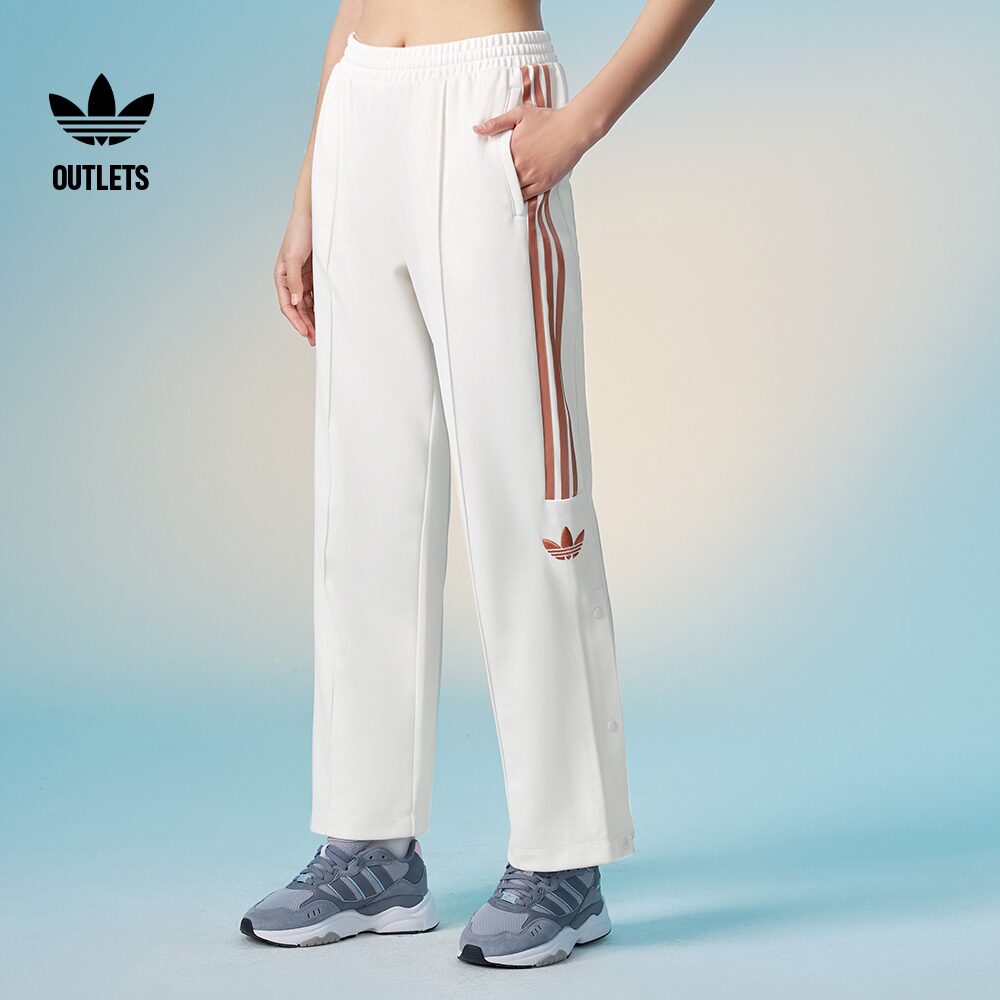复古风侧开排扣三条纹运动裤女adidas阿迪达斯官方outlets三叶草