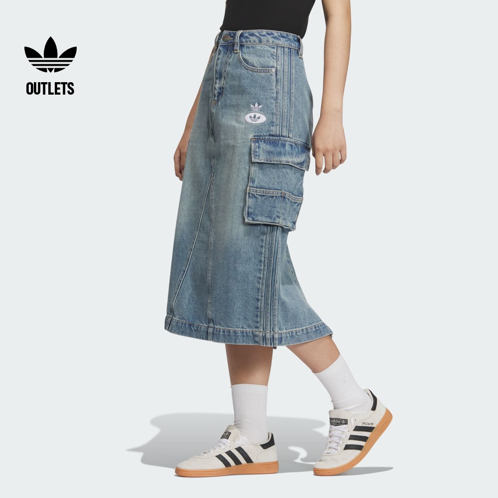 阿迪达斯三叶草女宽松牛仔半身裙