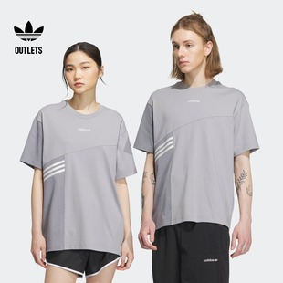 adidas阿迪达斯三叶草 T恤男女夏季 拼接风运动上衣圆领短袖 情侣款