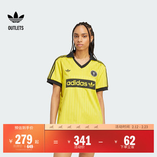 休闲足球风运动翻领短袖球衣女装adidas阿迪达斯outlets三叶草