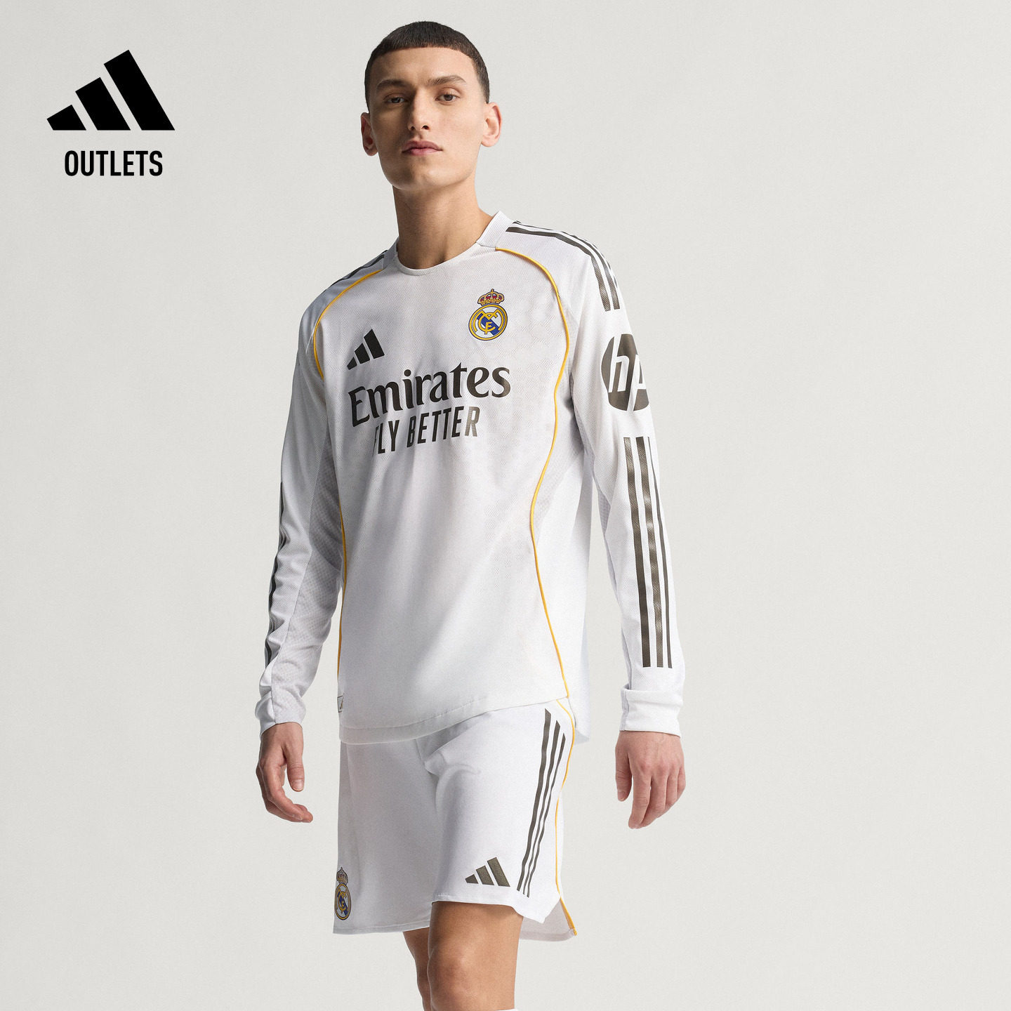 皇家马德里球员版主场足球长袖球衣男adidas阿迪达斯官方outlets