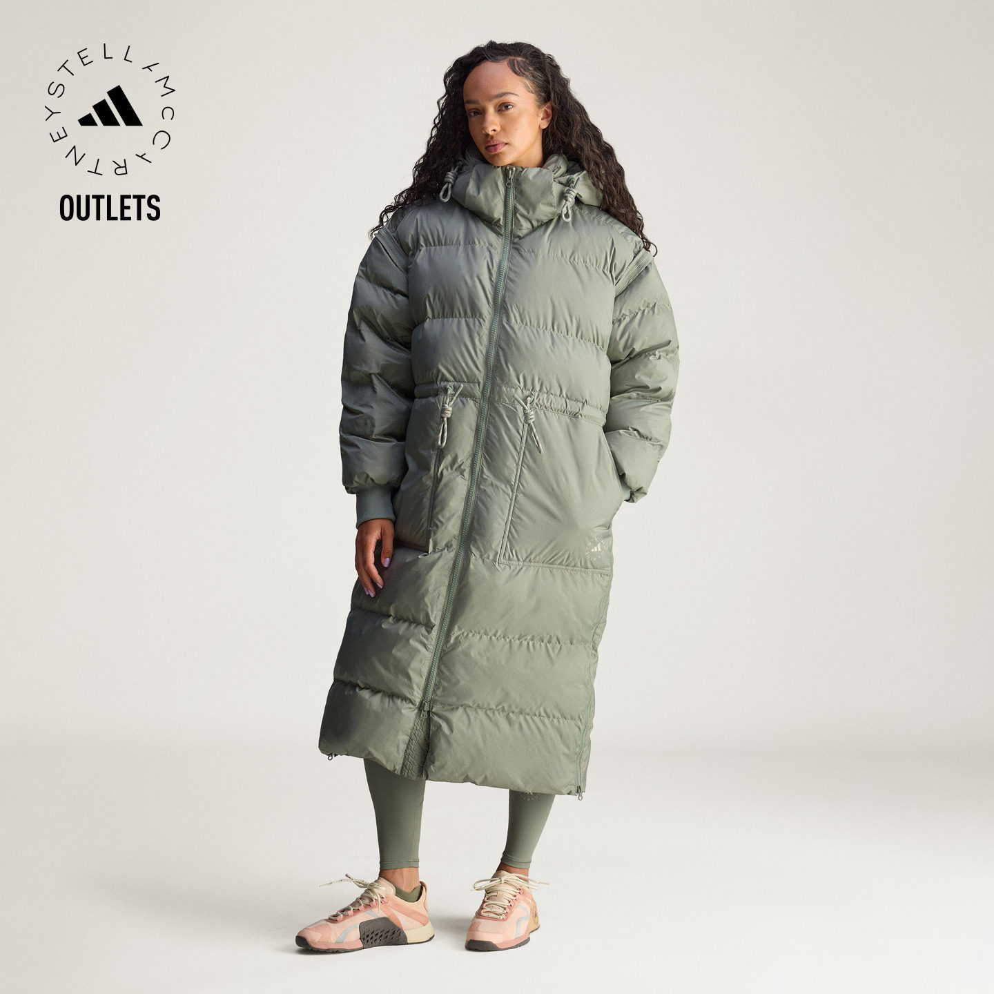 宽松长款抽绳保暖连帽棉服面包服女装adidas阿迪达斯Stella Mc
