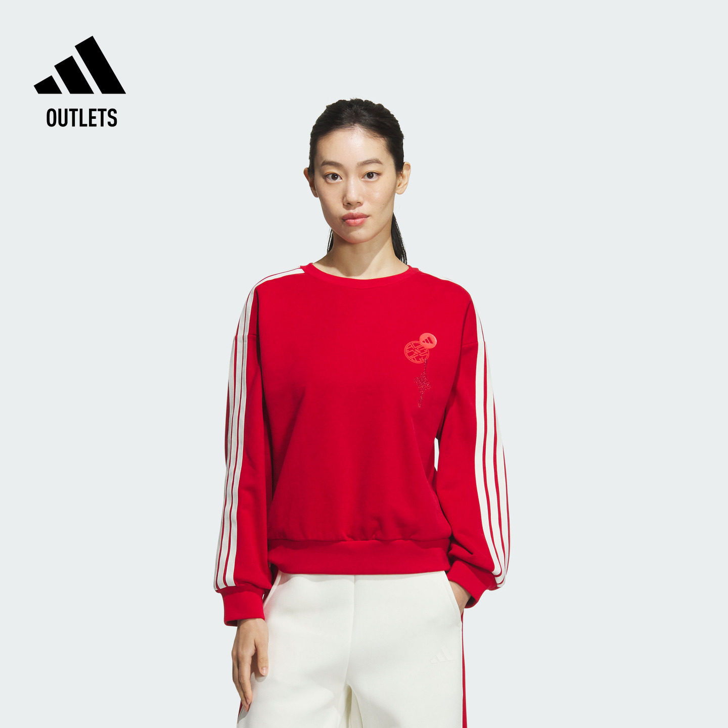 双面穿休闲针织圆领套头卫衣女装春季adidas阿迪达斯轻运动