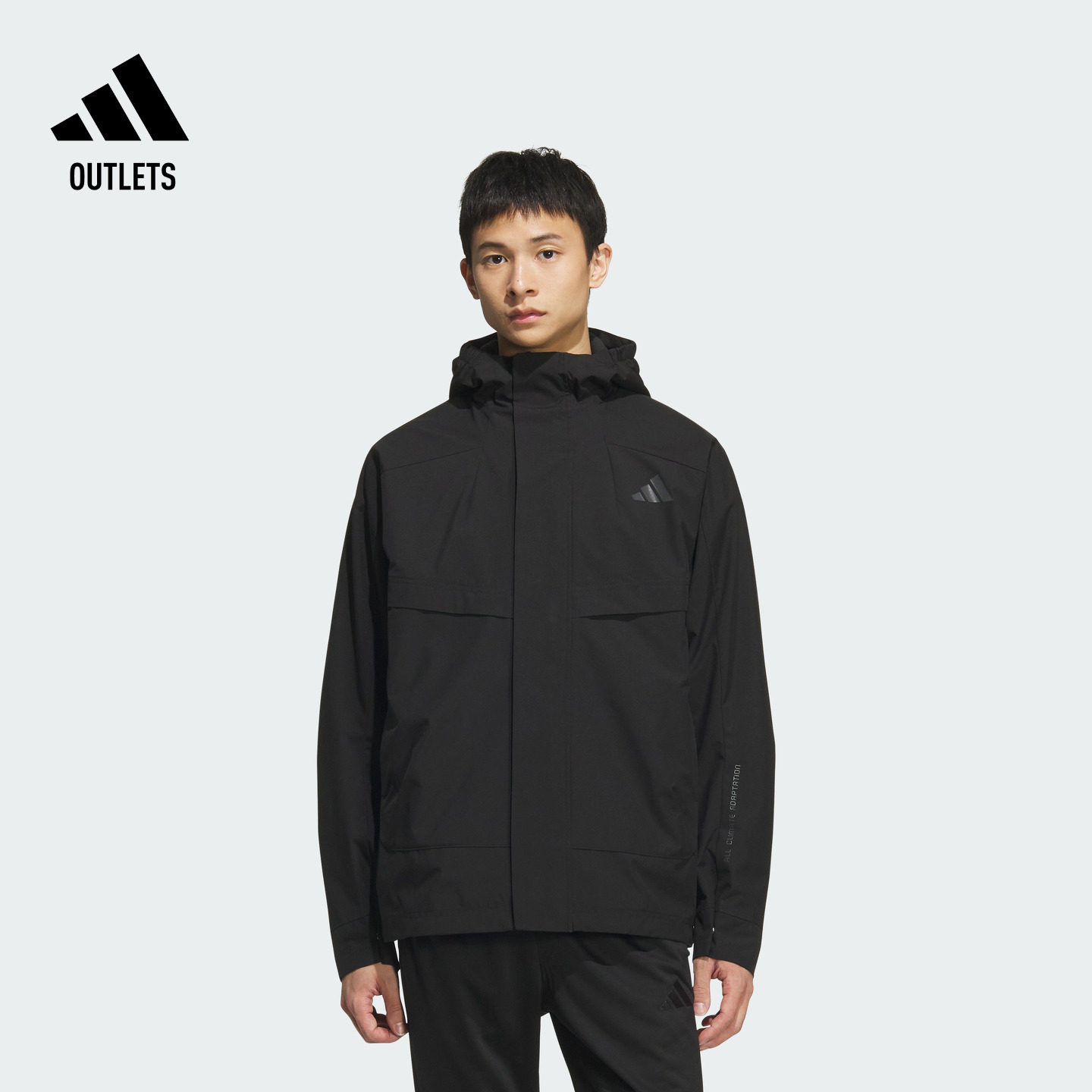 拒水防风加绒休闲连帽夹克外套男装adidas阿迪达斯轻运动