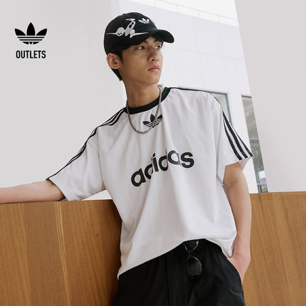 简约运动上衣圆领短袖T恤男装夏季adidas阿迪达斯outlets三叶草