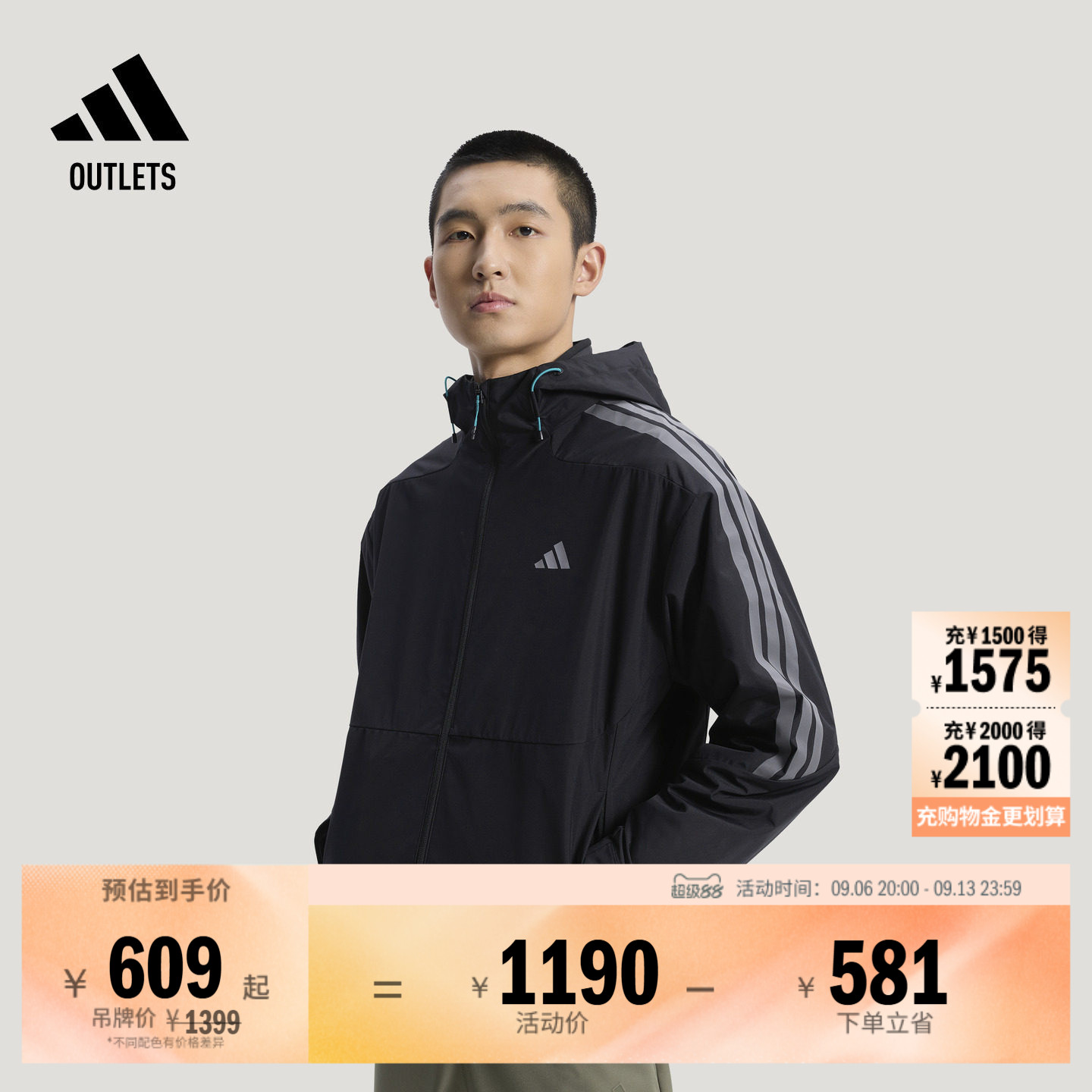 阿迪达斯男子连帽夹克外套