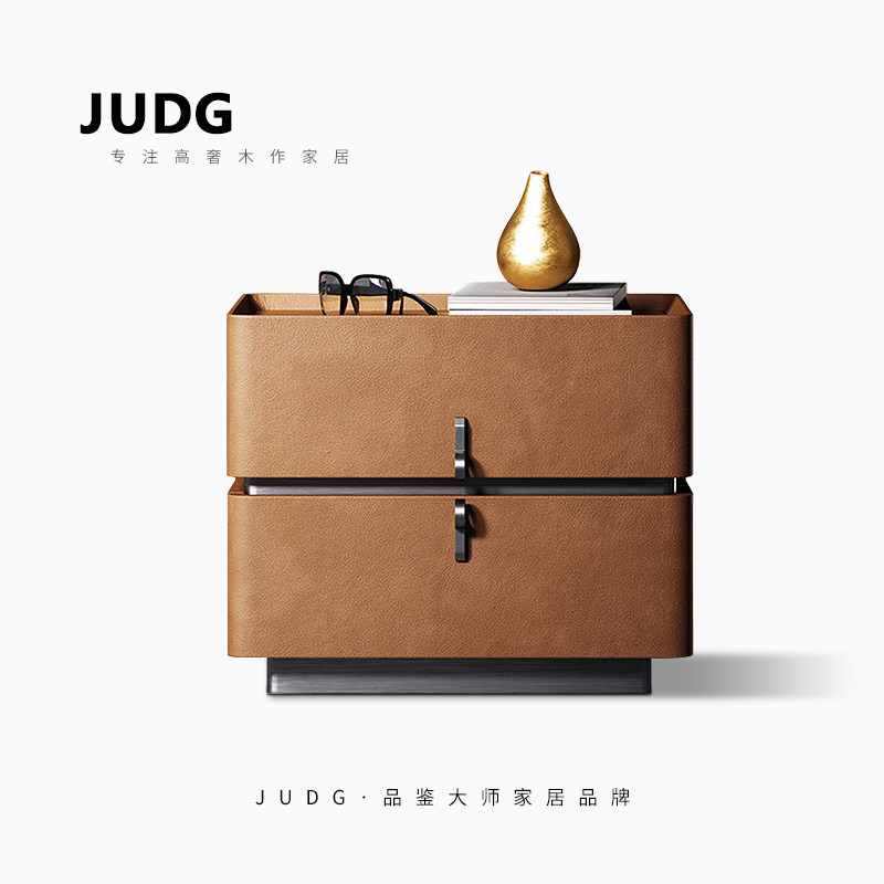 意式极简设计师原创床头柜别墅大床头柜