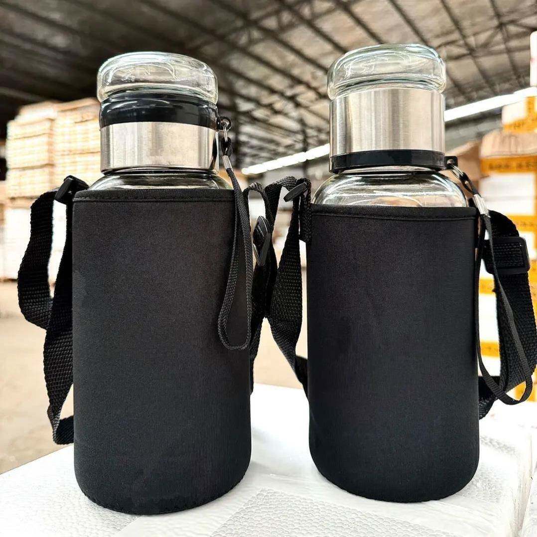 【送杯套】1L大容量吨吨玻璃杯茶水分离带茶仓可携式玻璃水杯泡茶
