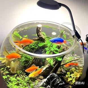 全谱光鱼缸灯小夹灯USB桌面藻缸灯圆形鱼缸灯专用补光灯可调光