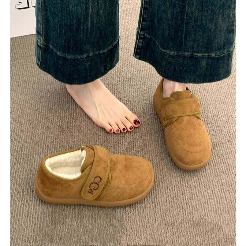 厚底加绒勃肯鞋女雪地靴2025新款秋冬季防滑毛毛豆豆鞋保暖棉鞋子