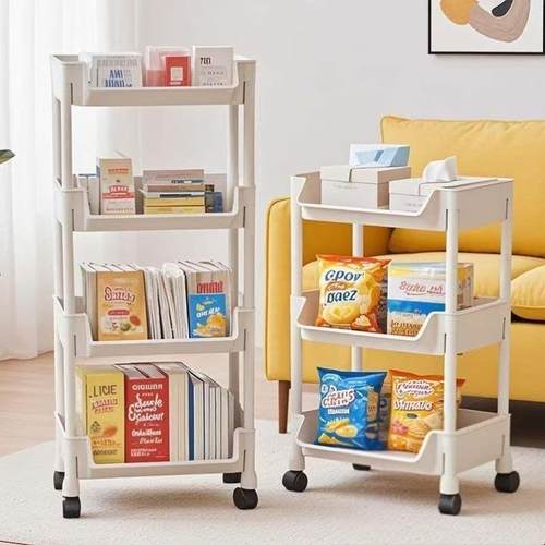 移动书架置物架落地多层带轮客厅卧室宿舍儿童小书柜小推车收纳架