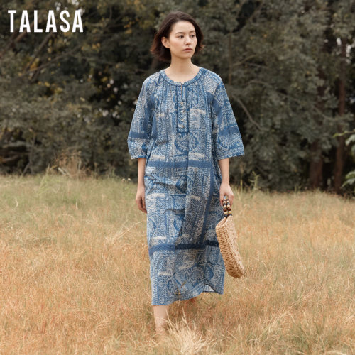 TALASA宽松不对称设计印花连衣裙