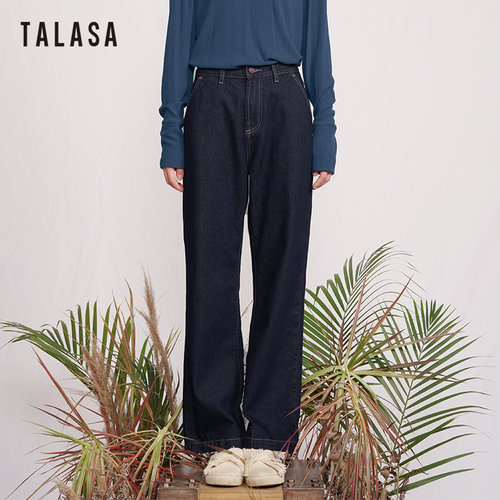 TALASA阔腿裤直筒长裤高腰显瘦