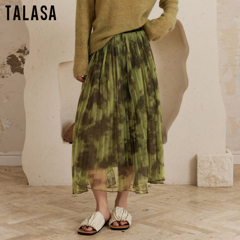 TALASA长裙复古印花半身裙时尚